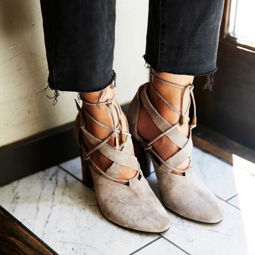 Free People Nouvella Wrap Suede Heels - Picture 3 of 11
